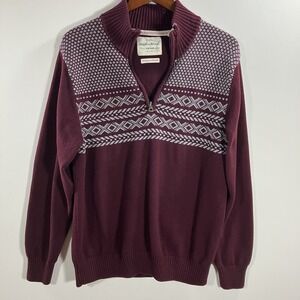 Weatherproof Vintage Men's Quarter Zip Christmas Sweater Fair Isle Nordic Size L